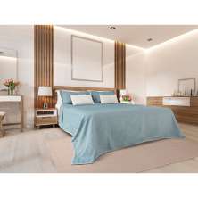 Kit Colcha Casal Queen Colony com 2 Porta-Travesseiros Azul Claro