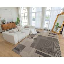 Tapete Eco-Nature Painel Retangular Polipropileno (50x80) Bege e Chumbo