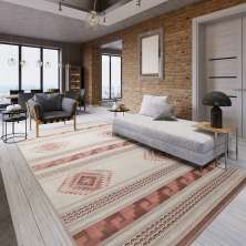 Tapete Funcional Asteca Retangular Polipropileno (150x200) Marrom Taupe