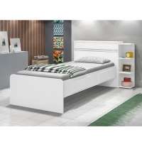 Base Cama Baú Solteiro Branca Multiuso Com 2 Gavetas e 3 Prateleiras - 88x188