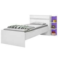 Base Cama Baú Solteiro Lilás com Branco Multiuso Com 2 Gavetas e 3 Prateleiras - 88x188