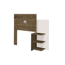 Cabeceira Off White Com Prateleiras Lateral Para Cama Box Solteiro Ao