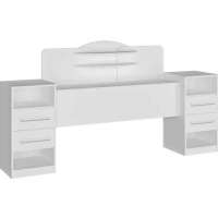 Cabeceira Queen Size Branca Com Tomada Carrega Celular Abajur com Mesa Lateral com 2 Gavetas e Prateleiras Luxo - Ip