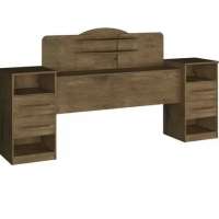 Cabeceira Queen Size Marrom Com Tomada Carrega Celular Abajur com Mesa Lateral com 2 Gavetas e Prateleiras Luxo - Ip