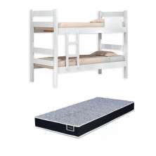 Kit Beliche De Solteiro Branca com Escada Madeira Reforçada 100% Mdf + 1 Colchão de Espuma D28 Solteiro