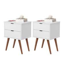 Conjunto Mesa de Cabeceira 2 Gavetas Geraldine Branco