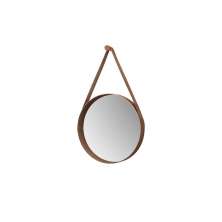 Espelho Redondo Decorativo 60 cm Com Alça Venezia Castanho