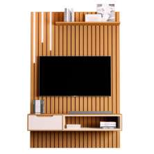 Rack e Painel Ripado com 1 Gaveta e Led Tsuru Nature Pérola
