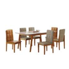 Conjunto Mesa de Jantar Elegance Off White 1,80 M com 6 Cadeiras Ágata