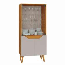 Cristaleira Plena 4 Portas JCM Movelaria Cinamono Off White