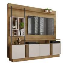 Estante Home Industrial Para Tv Até 65 Polegadas 04 Portas Fortuna Jcm Movelaria Noronha/Off White