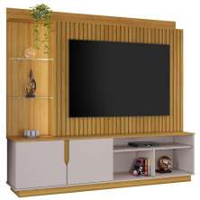 Home Amparo com Painel Ripado e LED TV até 60 Polegadas Nature Off White