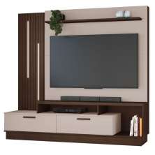 Home Despertar com Detalhe Ripado e LED TV até 65 Polegadas Café Off White