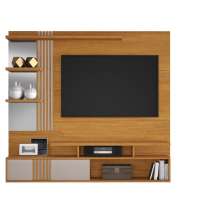 Painel Safira Para TVs até 49 Polegadas Com Prateleiras 02 Nichos E Porta de Correr JCM Moveis Cinamomo/Off White