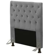 Cabeceira Cama Box Solteiro 90cm Cristal Veludo Cinza - JS Móveis