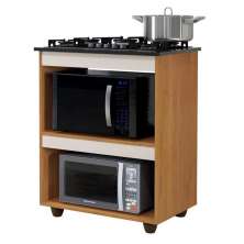 Balcão para Cooktop 4 Bocas 2 Nichos Turim Kaiki Móveis Nature Off/White