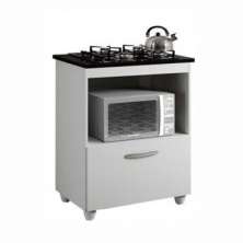 Balcão para Cooktop 4 Bocas Salvia Kaiki Móveis Branco