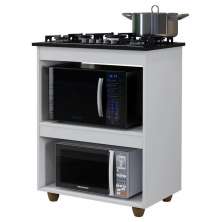 Balcão para Cooktop 4 Bocas Turim Kaiki Móveis Branco