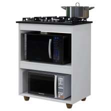 Balcão para Cooktop 5 Bocas 2 Nichos Turim Kaiki Móveis Branco