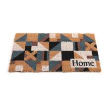 Capacho Fibra de Coco Home Mosaico Marrom e Azul