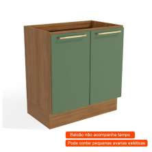 [OUTLET] Balcão de Cozinha Botanic 2 Portas Nogueira e Verde Oliva