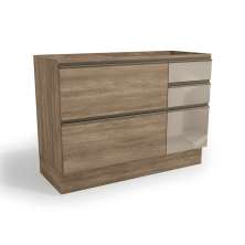 Balcão de Cozinha Maxxi com Vidro 1 Porta 4 Gavetas Nogal 120 cm