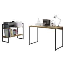 Conjunto Escritorio Mesa e Nicho Industrial Crome 02 Freijo Preto kappesberg