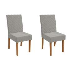 Conjunto com 2 Cadeiras Verbena Bouclé Cinza e Canela