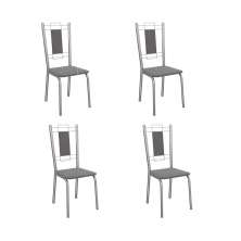Conjunto com 4 Cadeiras Florença Veludo Cinza e Cromado