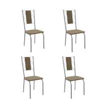 Conjunto com 4 Cadeiras Lisboa Veludo Marrom e Cromado