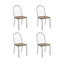 Conjunto com 4 Cadeiras Noruega Veludo Marrom e Cromado