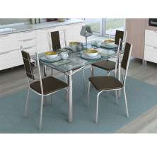 Conjunto de Mesa com 4 Cadeiras Ysabeau Cromado e Marrom