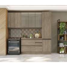 Cozinha Compacta Maxxi I 8 Portas 4 Gavetas Nogal