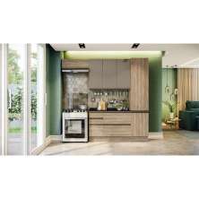 Cozinha Compacta Maxxi II com Tampo 7 Portas 4 Gavetas Nogal