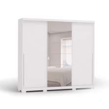 Guarda-Roupa Casal Com Espelho Agave 3 Portas 4 Gavetas Branco
