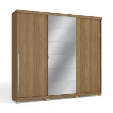 Guarda-Roupa Casal com Espelho Betta 3 Portas 4 Gavetas Nogueira