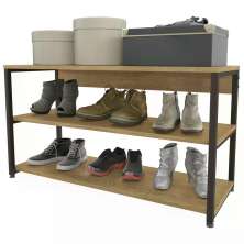 Sapateira 02 Prateleiras Industrial Crome LI020 Freijo Preto Kappesberg