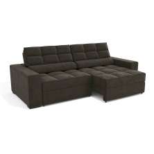 Sofá 4 Lugares Retrátil e Reclinável Deluxe Molas Veludo Chumbo Escuro 268 cm