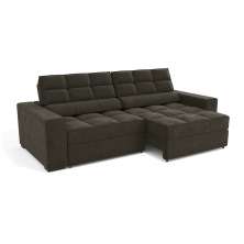 Sofá 4 Lugares Retrátil e Reclinável Deluxe Veludo Chumbo