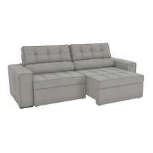 Sofá 4 Lugares Retrátil e Reclinável Lanus Bouclé Cinza 250 cm