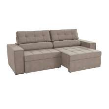 Sofá 4 Lugares Retrátil e Reclinável Lanus Veludo Cinza Claro 250 cm