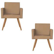Kit 2 Poltronas Lisboa Decorativa Suede Bege Kasa Sofá