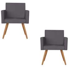 Kit 2 Poltronas Nina Decorativa Suede Cinza Kasa Sofá