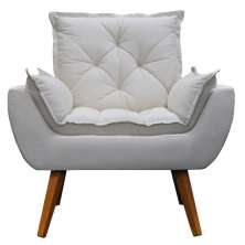 Poltrona Opala Decorativa Linho Cru Kasa Sofá