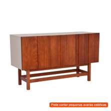 [OUTLET] Buffet Barra Madeira Maciça 3 PT Amêndoa e Branco