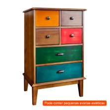 [OUTLET] Cômoda Colors 6 GV Castanho e Colorido