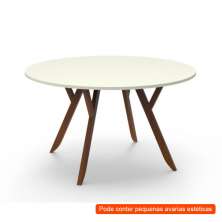 [OUTLET] Mesa de Jantar Redonda Ipiranga Off White e Amêndoa 120 cm