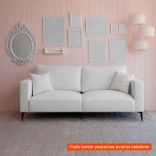 [OUTLET] Sofá Unne 3 Lugares com Molas Ensacadas Bouclé Off White 200 cm