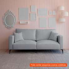 [OUTLET] Sofá Unne 3 Lugares com Molas Ensacadas Bouclê Cinza 200 cm