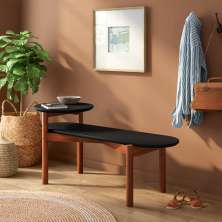 Banco com Mesa de Apoio Tori Amêndoa e Preto